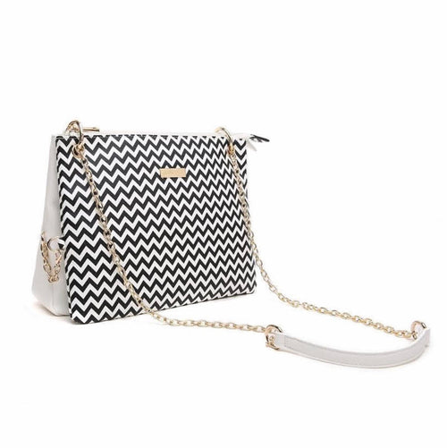 3 in 1  Iris White Chevron Purse
