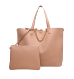 Reversible purse with clutch colors Champagne to Nude